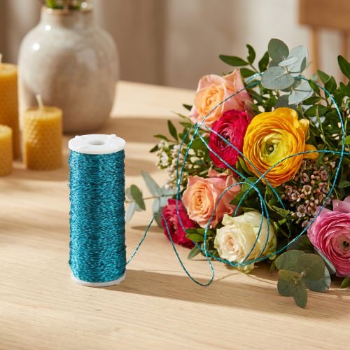 Fil à effet bouillon Ø0,30 mm, 140 m, turquoise, pour la création de bijoux et autres créations. | Floristik24.be