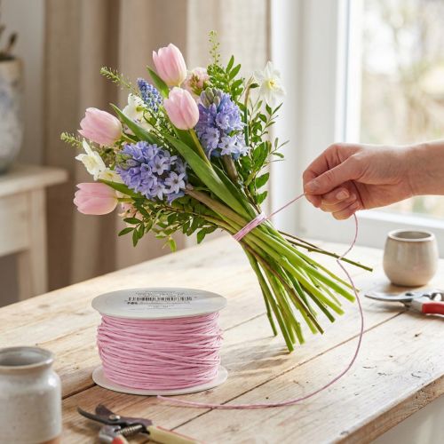 Cordon de papier enroulé Ø2mm 100m rose | Floristik24.be