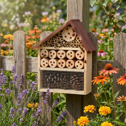 Insect Hotel Maison à insectes marron en bois 25 cm x 8,5 cm x 32 cm | Floristik24.be