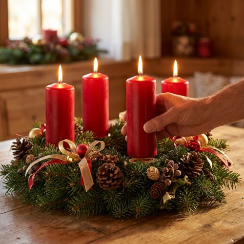 Bougies piliers rouges Bougies de l'Avent vieux rouge 200/50mm 24pcs | Floristik24.be