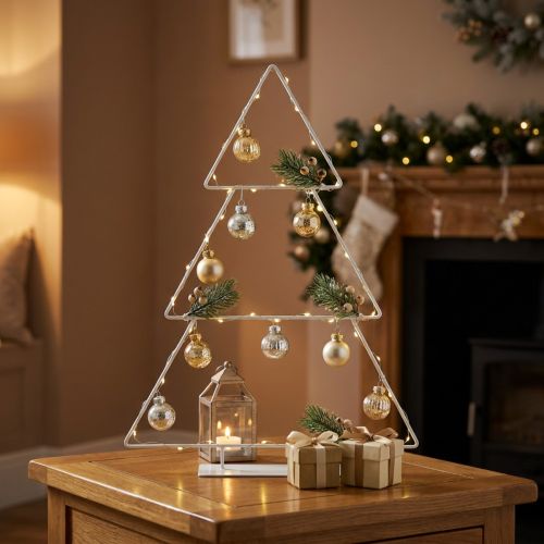 Sapin de Noël en métal blanc à poser et à décorer 41cm | Floristik24.be