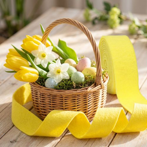 Ruban feutre ruban décoratif jaune feutre 7,5cm 5m | Floristik24.be