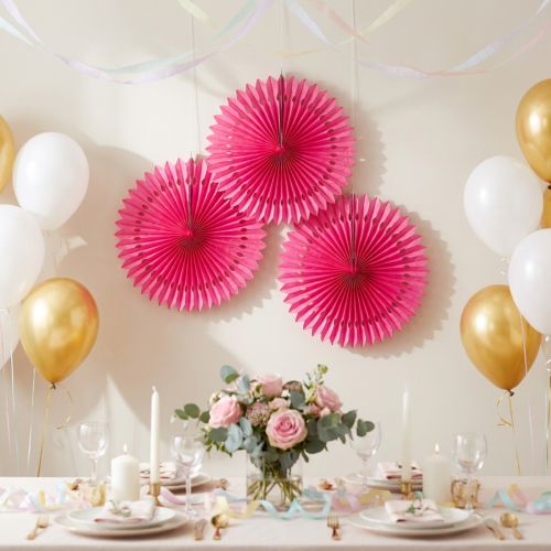 Décoration de fête, fleur en papier alvéolé, fuchsia, Ø 40 cm, 4 p. | Floristik24.be
