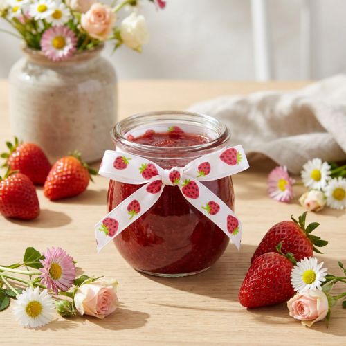 Article Ruban décoratif fraises ruban en tissu ruban de printemps 15mm 20m