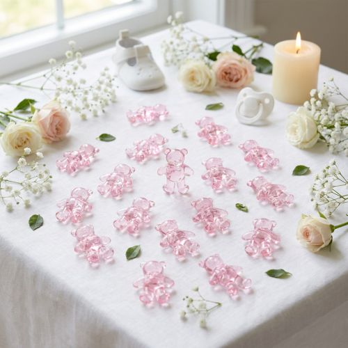 Article Décorations à disperser en forme d'oursons roses, 3,5 cm, 60 pièces