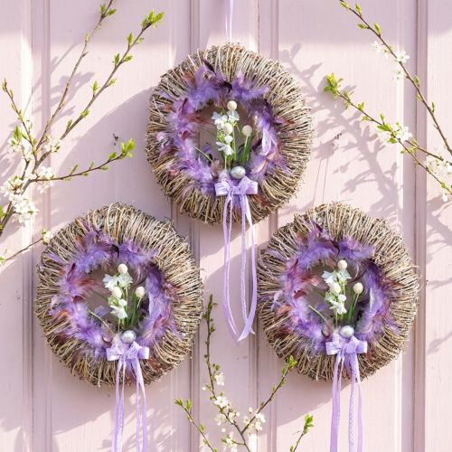 Article Couronne de plumes couronne décorative de plumes de faisan violettes Ø20cm 3 pcs