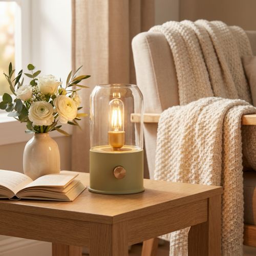 Lampe de table LED rétro, blanc chaud/vert, hauteur 19,5 cm | Floristik24.be