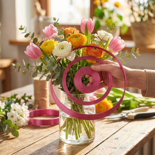 Fil plat en aluminium, rose, 5 mm x 1 mm, 2,5 m | Floristik24.be