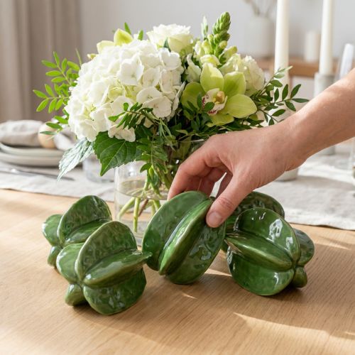 Ensemble de 3 décorations en céramique en forme de carambole, 10 cm, verte | Floristik24.be