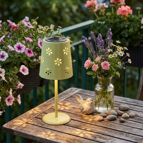 Lampe de table solaire LED à motif floral, éclairage d'ambiance extérieur, 28 cm | Floristik24.be