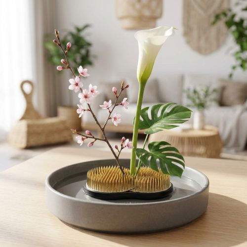 Article Kenzan Soleil et lune Pique-fleurs pour ikebana 110×65mm