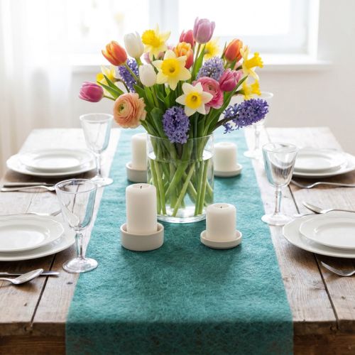 Article Chemin de table décoratif en polaire Chemin de table décoratif en polaire bleu-vert 23cm 25m