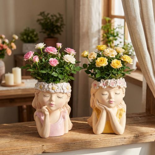 Jardinière en céramique Dreaming Girl assortie H19,5 cm 2 pièces | Floristik24.be
