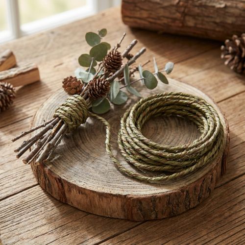 Fil rustique vert bijoux fil artisanat fil rustique 3-5mm 3m | Floristik24.be