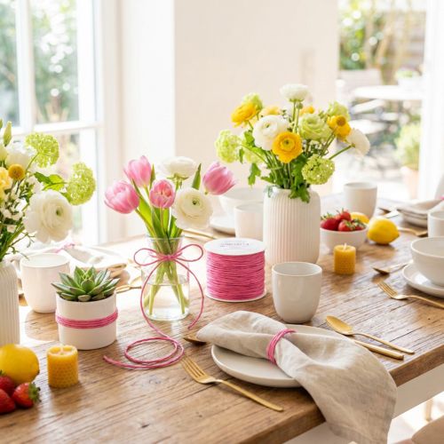 Cordon de papier enroulé Ø2mm 100m rose | Floristik24.be
