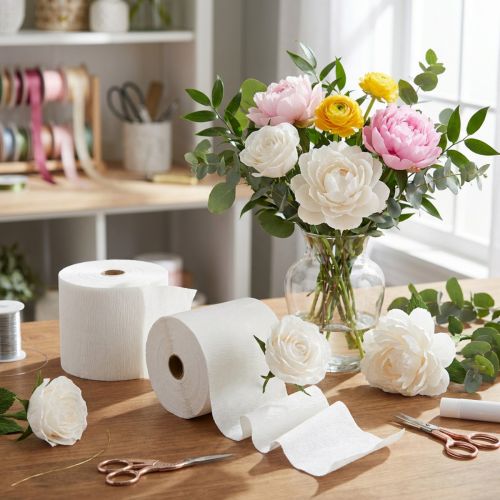 Crêpe Fleur blanc L10cm grammage 128g/m² L250cm 2 pièces | Floristik24.be