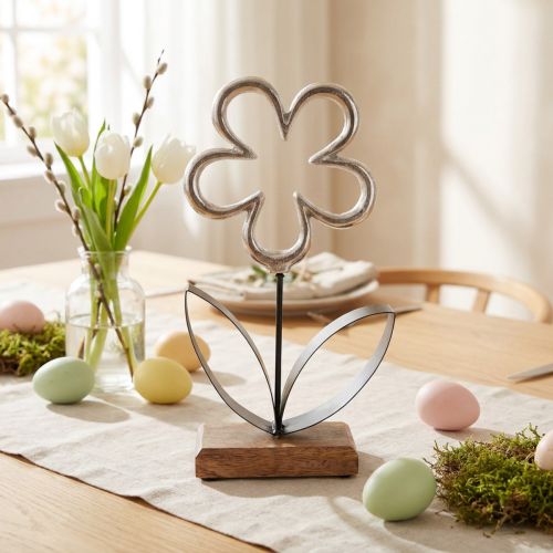 Décoration fleur métal argent noir décoration de table printemps H36cm | Floristik24.be
