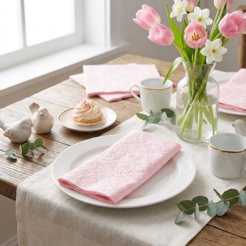 Serviettes Ornements de Printemps Roses en Relief 33x33cm 15 pcs | Floristik24.be