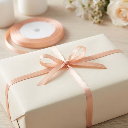 Article Ruban satin saumon ruban cadeau ruban satin double 6mm 50m