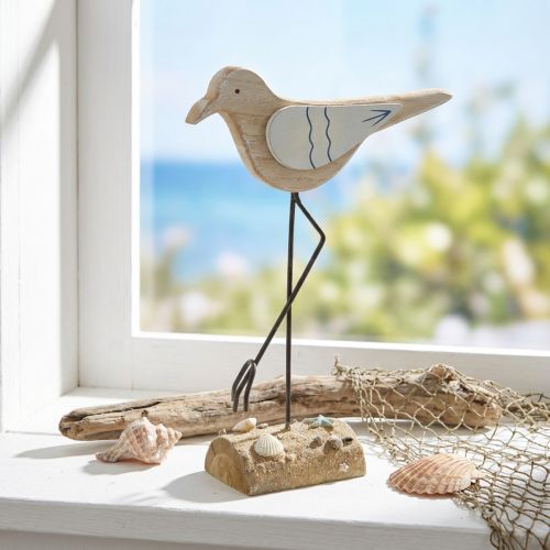 Décoration mer, déco mouette en bois, shabby chic, bleu et blanc H32cm | Floristik24.be