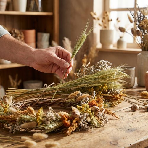 Kit de fleurs séchées à faire soi-même, décoration naturelle pour bouquets et couronnes séchées, 60 cm – Décoration champêtre durable | Floristik24.be