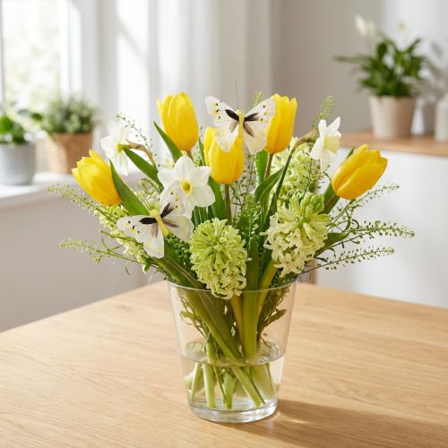 Papillon décoratif sur fil jaune 8cm 12pcs | Floristik24.be