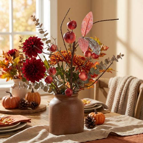 Article Branche artificielle avec des pommes pour la décoration d'automne et de Noël