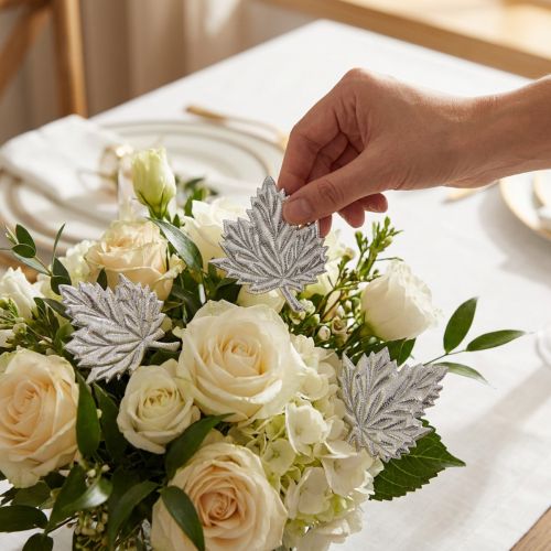 Feuilles de soie décoratives 5cm argent 60 pcs | Floristik24.be