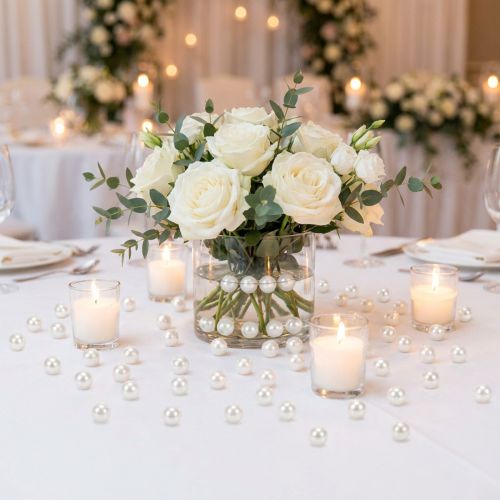 Perles décoratives blanches Ø10mm 115 pcs | Floristik24.be