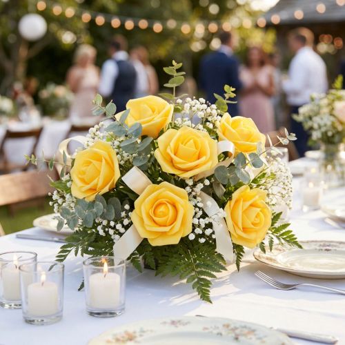 Rose en mousse Ø10cm jaune 8pcs | Floristik24.be