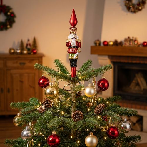 Figurine casse-noisette rouge pour sapin de Noël, 28 cm, en verre véritable | Floristik24.be