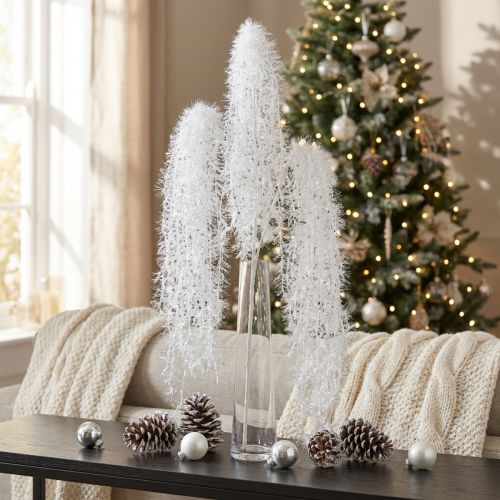 Branche d'hiver artificielle blanche à l'aspect givré et enneigé, 70 cm | Floristik24.be