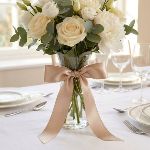 Article Ruban décoratif en satin, ruban en taffetas beige 15 mm 50 m