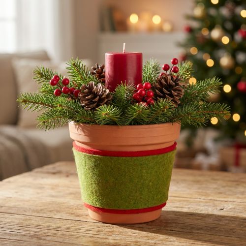 Article Ruban de feutrine de laine bicolore vert/rouge, 15 cm x 5 m, idéal pour décorer les pots de fleurs.