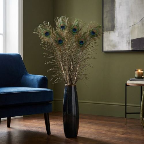 Décoration en plumes de paon, véritables plumes d'oiseau, longueur 75-85 cm, 8 pièces | Floristik24.be