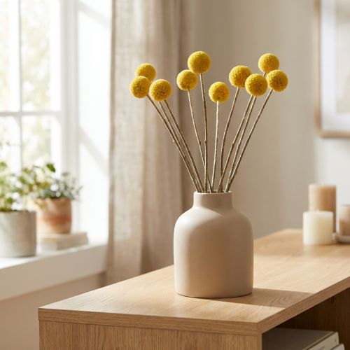 Craspedia séchées, jaunes, 70 cm, décoratives, lot de 10 | Floristik24.be