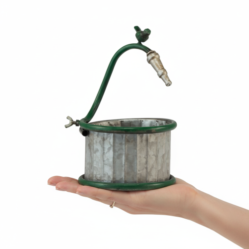 Article Pot de fleurs en métal, récupérateur d'eau de pluie, motif oiseau, décoration de balcon, Ø 15,5 cm