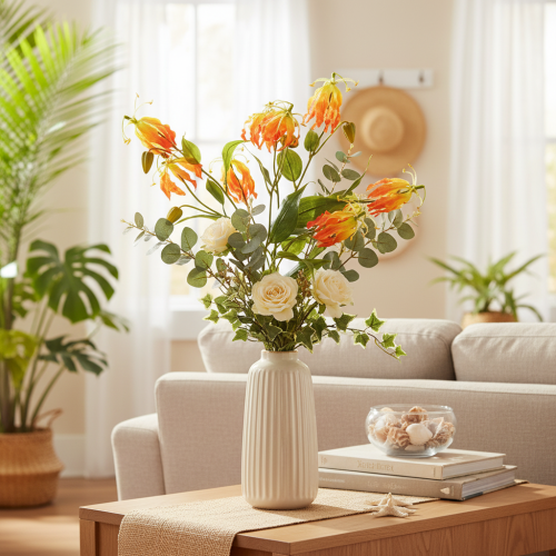 Fleurs artificielles Gloriosa orange à longues tiges pour vases, 80 cm, lot de 3 | Floristik24.be