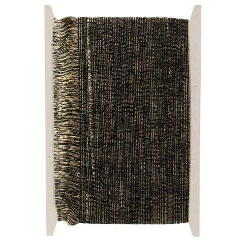 Bordure à franges noires et dorées 4 cm x 25 m - Idéale pour la décoration de couronnes, les rubans de deuil et les accessoires vintage | Floristik24.be