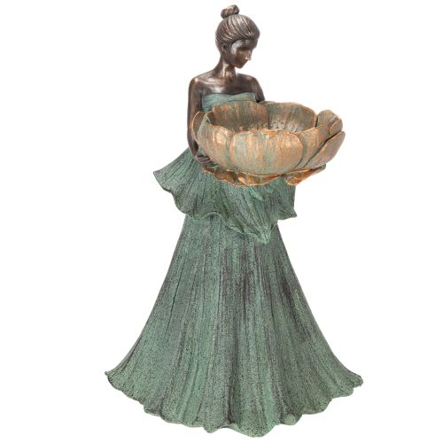 Statuette féminine avec coupe de fleurs, ornement décoratif pour la décoration intérieure et le jardin, 55 cm
