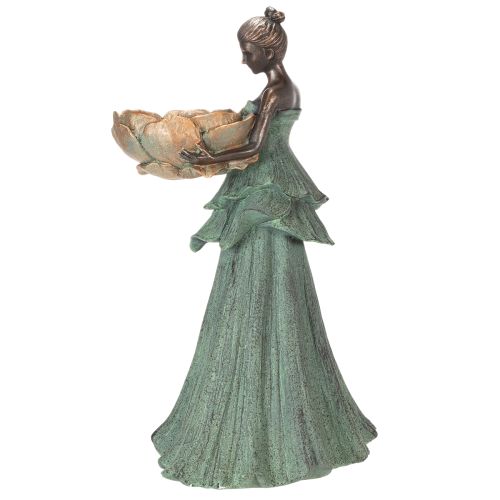 Article Statuette féminine avec coupe de fleurs, ornement décoratif pour la décoration intérieure et le jardin, 55 cm