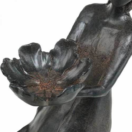 Floristik24 Bain d&#39;oiseau enfant de fleur jardin aspect métal anthracite 56,5cm