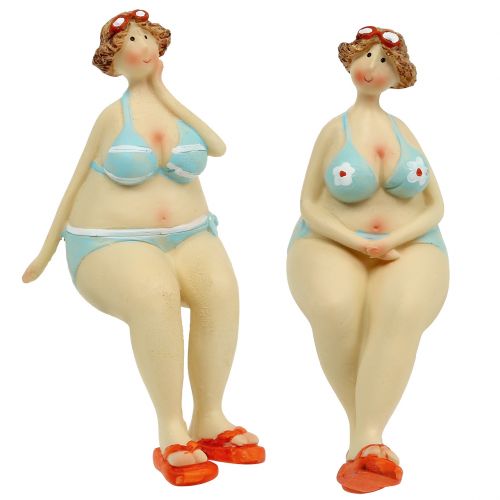 Floristik24 Femmes avec tabouret bord de bikini décoration d&#39;été 15cm 2pcs