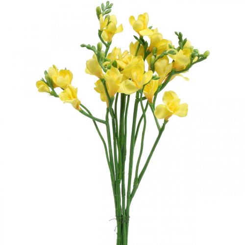 Article Freesias, fleurs artificielles, freesias en bouquet jaune L64cm 6pcs