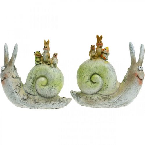 Floristik24 Escargot décoratif amical avec compagnons, printemps, décoration de table, escargot domestique 2pcs