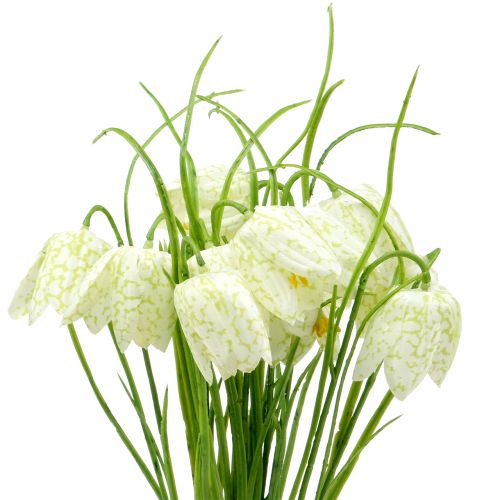 Floristik24 Fleurs en damier Fritillaria artificielles blanc, vert 40cm 12 pcs