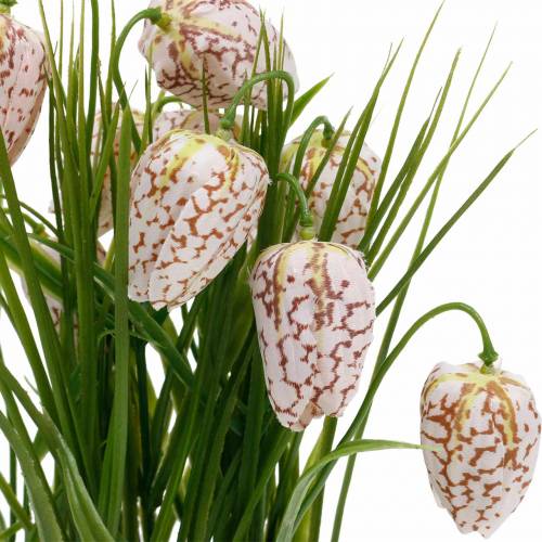 Floristik24 Fleur d&#39;échiquier artificielle en pot, fleur de printemps Fritillaria, fleur de soie rouge blanc