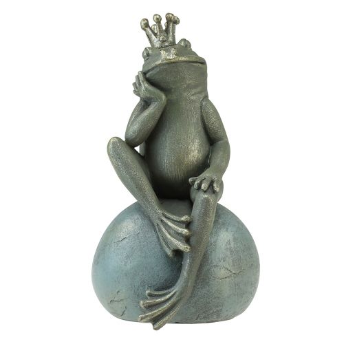 Article Grenouille décorative roi grenouille décoration de jardin grenouille avec couronne dorée gris doré 25cm