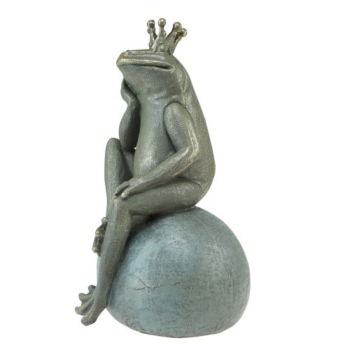 Floristik24 Grenouille décorative roi grenouille décoration de jardin grenouille avec couronne dorée gris doré 25cm