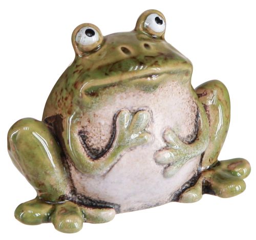 Floristik24 Décoration Grenouille Céramique Vert Marron Vintage Été H7cm 4 pcs